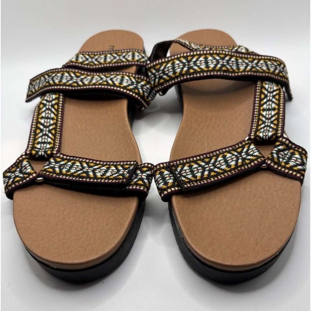 Maurices Womens Polly Strappy Utility Sandals Multicolor Geometric Hook Loop 9M